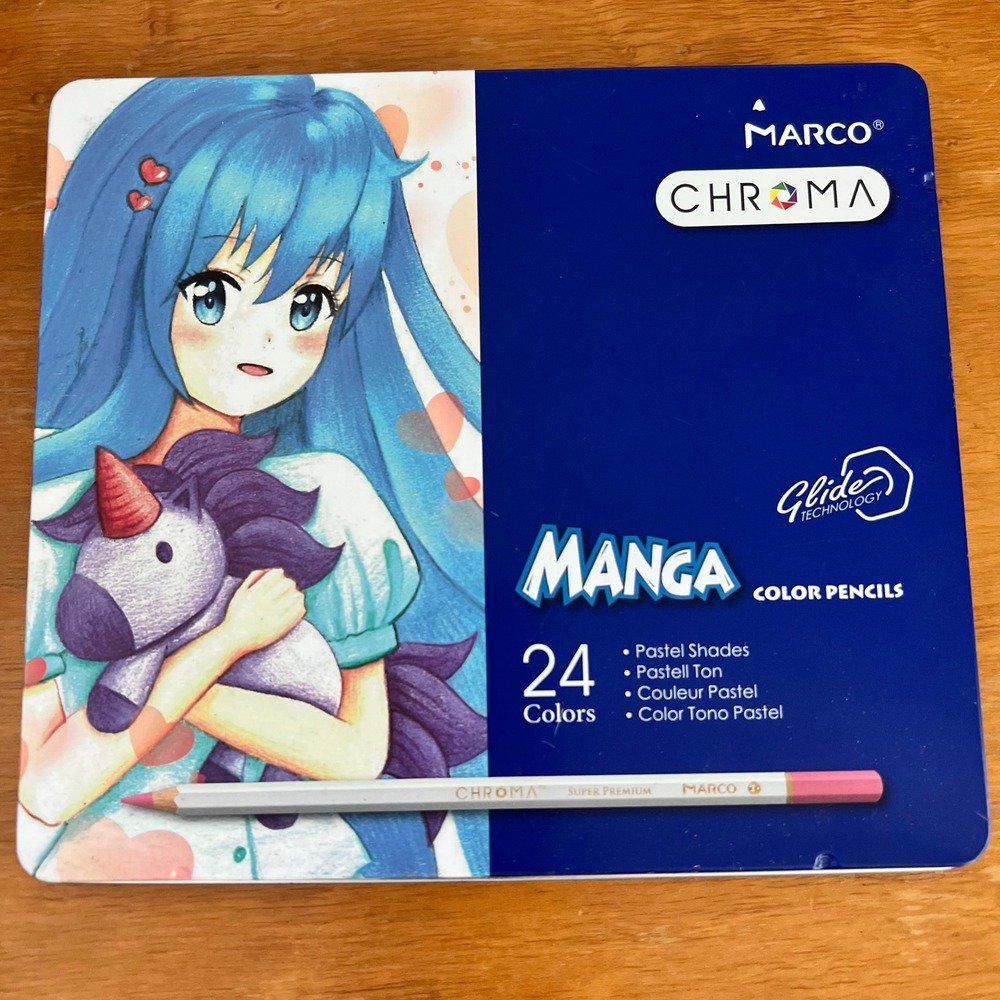 Marco Chroma Manga Color Pencils 24 Pastel Shades Super Premium Art Tin